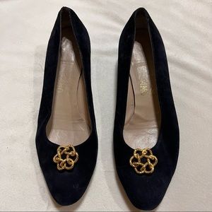 SALVATORE FERRAGAMO Vintage Black Shoes Pumps Flats WEDGES 8.5